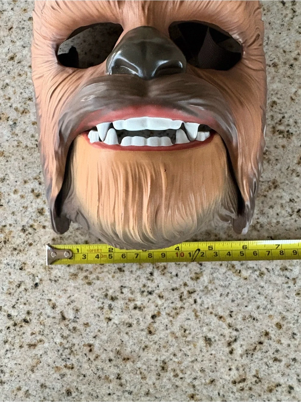 Brown Chewbacca-Style Party Mask - Plush-Look Face Covering moving jaw and sound